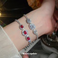 Silver Oval Halo Crystal Tennis Bracelet Clear Stones view 4
