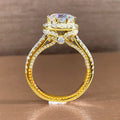 Round Clear Solitaire Split Pave Ring In Gold And Silver Tones view 3