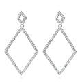 Silver Tone Open Diamond Crystal Geometric Crystal Metal Dangle Earrings view 1