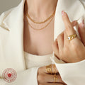 Double Layer Figaro Fine Chain Necklace Gold Or Steel view 3