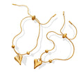 Adjustable Slider Heart Pendant Bracelet Gold Tone view 5