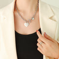 Chunky Curb Toggle Necklace Heart Love You More Disc Charm view 6