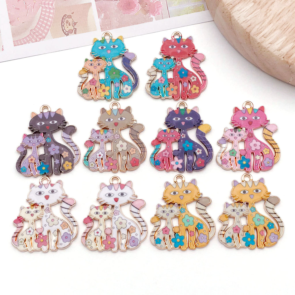 Zinc Alloy Halloween Cat Charm Pendant for Keychain Earrings DIY Jewelry