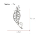 Gold and Silver Crystal Leaf Pearl Look Metal Brooch Pair view 2
