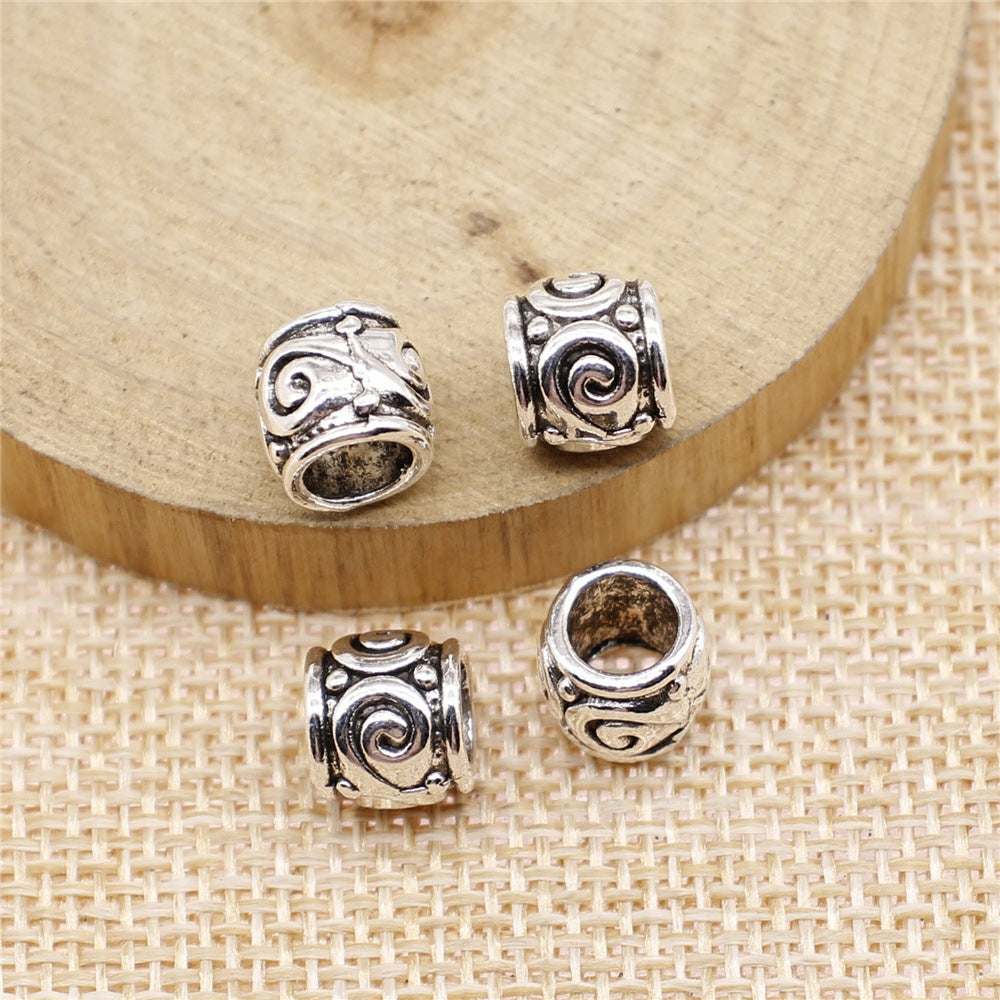 9x9x8mm 1.4g Zinc Alloy Roman Pattern Large Hole Spacer Beads for Bracelet Necklace DIY Jewelry