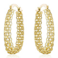 Gold Tone Multi Chain Oval Hoop Earrings Polished Statement Fashion Jewelry view 1