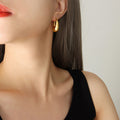 Gold Thick U Shape Chunky Hoop Earrings Small Large Sizes view 4