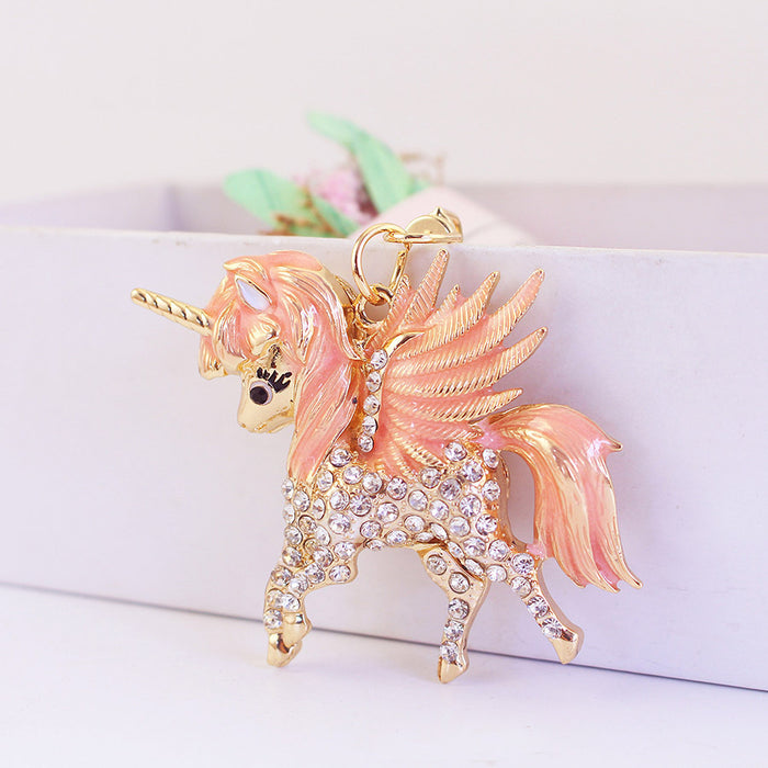 Cute Enamel Pegasus Keychain Zinc Alloy Unicorn Style Bag Charm