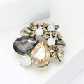 Floral Teardrop Crystal Brooch A Floral Leaf Cluster view 3