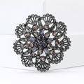 Black Openwork Rhinestone Flower Brooch Decorative Lapel Pin view 2