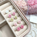 Ten Pair Multicolor Small Resin Rose Flower Stud Earring Set view 6