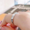 White Gold Emerald Cut Halo Half Eternity Band Ring Alloy view 4