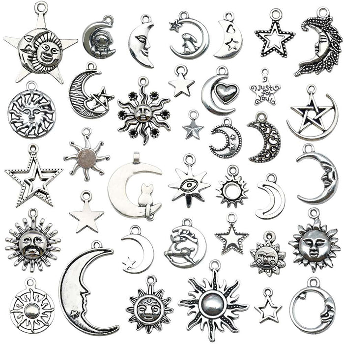 Antique Silver Sun and Moon Metal Charms with 38 Listed Options
