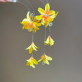 Yellow Layered Flower Dangle Earrings with Petal Tassels view 6
