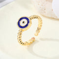 Gold Tone Enamel Evil Eye Adjustable Open Rings in Seven Designs view 8