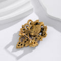 Aqua Gold Tone Flower Crystal Metal Brooch Pin for Jackets and Lapels view 3