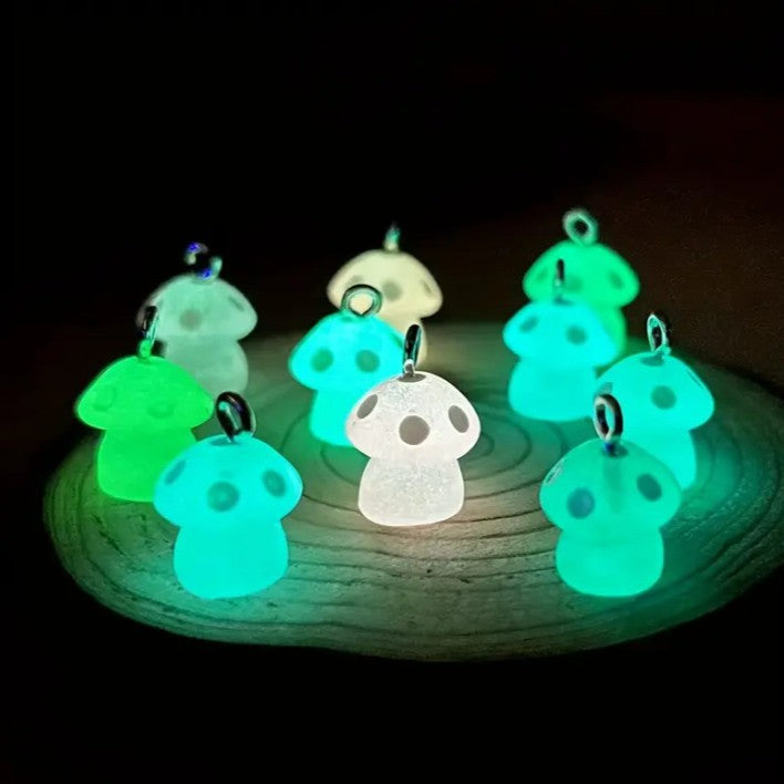 Glow Resin Cartoon Mushroom Charm Pendant for DIY Earrings Necklace Keychain