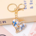 Enamel Flower Heart Keychain Rhinestone Metal Charm view 2