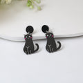 Three Halloween Cat Pumpkin and Skeleton Acrylic Earrings view 3