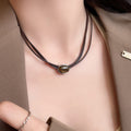 Layered Cord and Tiger Eye Look Beaded Pendant Necklaces view 3