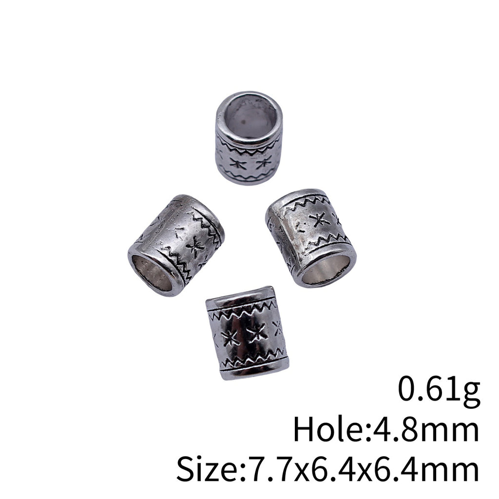 7.7x6.4x6.4mm 0.61g Multicolor Zinc Alloy Pitted Tube Large Hole Spacer Beads for Bracelet Jewelry Making