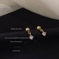Gold Ball Stud Mini Clear Cubic Zirconia Dangle Earrings view 3