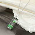 Silver Tone Glass Bottle Flower Pendant Necklaces in Four Colors view 7