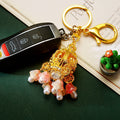 Illuminated Pumpkin Carriage Keychain With Pink Floral Bead Tassels view 4