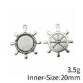 Ship Wheel Round Cabochon Tray In Antique Silver And Antique Bronze For Jewelry Making view 5