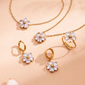 Gold Tone Clear Five-Petal Flower Jewelry Set Pieces view 2