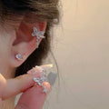 Silver Tone Butterfly And Star Ear Cuff With Crystal Drops view 3