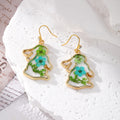 Rabbit Outline Pressed Flower Resin Earrings Gold Frame 6 Styles view 2