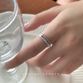 Silver Open Multi Band Ring Beaded Row Pavé Clear Stones view 1