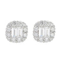 Silver Tone Square Cluster Clear Crystal Stud Earrings view 2