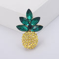 Green Leaf Yellow Crystal Pineapple Brooch in Green Yellow view 1