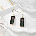 Black Rectangular Pressed Flower Drop Earrings in Eight Designs view 6