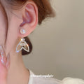 Gold-Tone Faux Pearl and Cubic Zirconia Mermaid Tail Earrings view 3