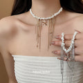 Starfish and Chain Fringe Necklace in Two Colors for Layered Everyday Styling view 1