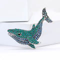 Curved Crystal Whale Brooch in Bronze or Turquoise Blue view 4