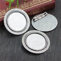Crosshatched Round 30mm Metal Cabochon Brooch Trays view 3