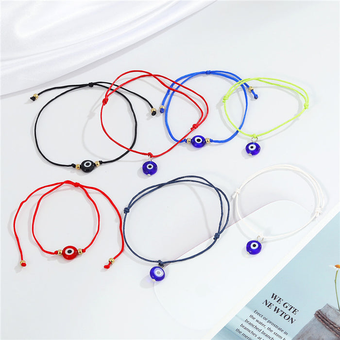 Round Blue Evil Eye Cord Bracelets in Seven Colors