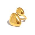 Open Dual Pebble Smooth Metal Rings Gold Steel Two-Tone view 5