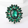 Oval Crystal Radiant Floral Cluster Brooch in Ten Colors view 8