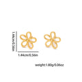 Open Outline Five Petal Flower Stud Earrings in Gold Tone view 6
