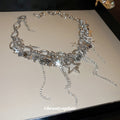 Silver Star Rhinestone Fringe Choker Necklace One Style view 4