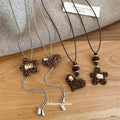 Flocked Leopard Flower and Heart Pendant Cord Necklaces view 3