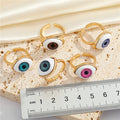 Gold Tone Realistic Eyeball Adjustable Open Rings in Five Iris Colors view 5