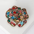 Openwork Crystal Rose Brooch in Black Multicolor Clear or Red view 4