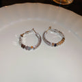 Crystal Trimmed Hoop Earrings in Gold and Silver Tones view 8