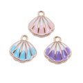 Gold Tone Ridged Seashell Enamel Charms in Three Colors view 5